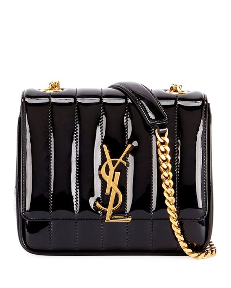 Saint Laurent Vicky Small Quilted Patent Leather Crossbody 